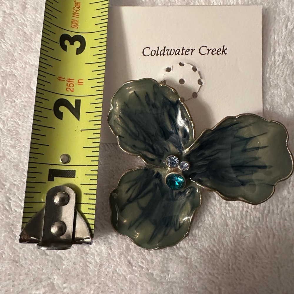 Coldwater Creek Enamel Orchid Pin & Enamel Orchid Earring Set. NWT.